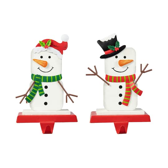Glitzhome® 7.5" Christmas Snowman Stocking Holder Set | 5" x 4" x 7.75" | Michaels®